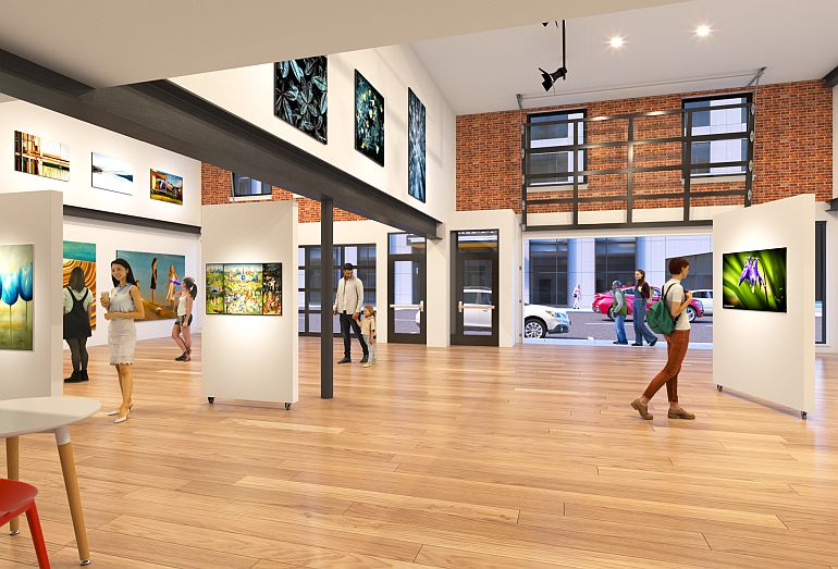 An interior view of the north end of the building. Note the raised