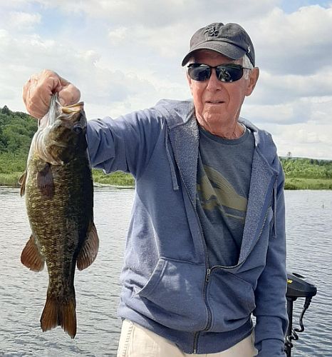 A nice smallmouth bass caught by my friend Joel on a Todd's Wiggle Minnow