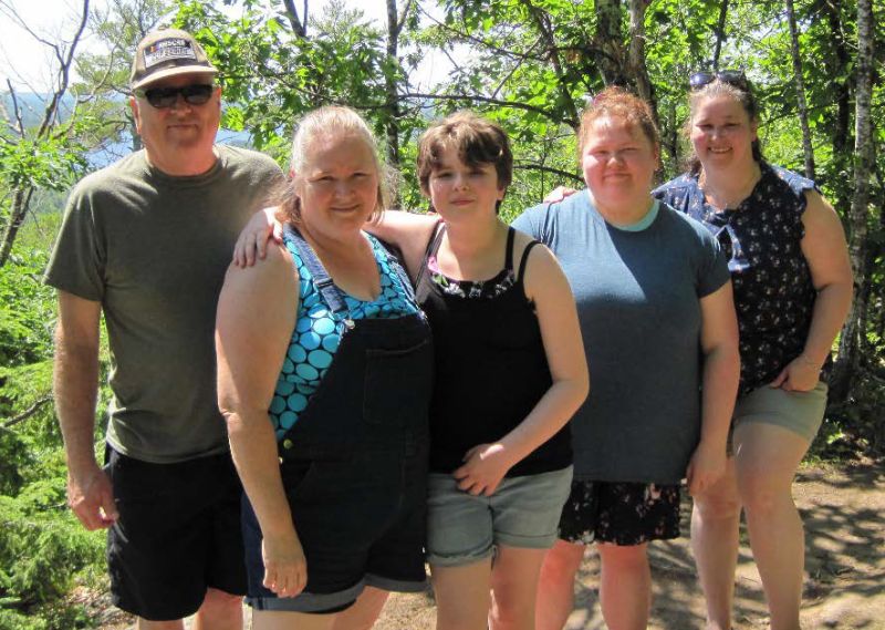The Sharpe family from Asheville, NC, on top of French Mountain.