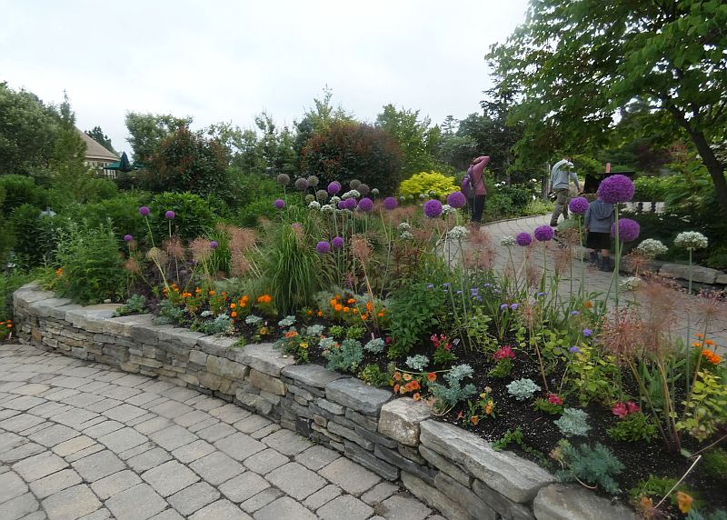 The central gardens have wide smooth paths and many colorful plantings.
