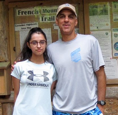 Raj and daughter Rania from Ohio at the French Mountain trailhead.