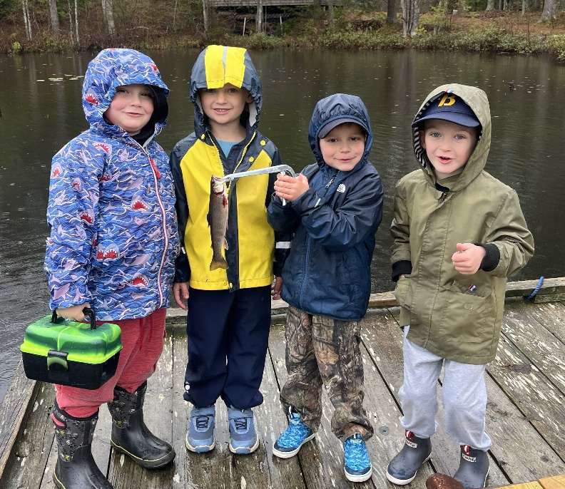Bub with Boothbay buddies and a brookie.