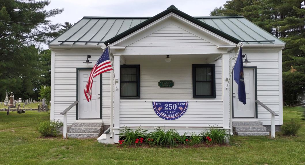 The old town meeting house on Cemetery Road (Route 135) in Belgrade.