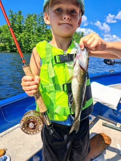 Grandson Bub holds up a Long Pond smallie.